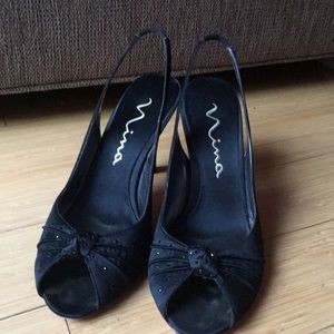 Fancy black Nina heels size 9.5